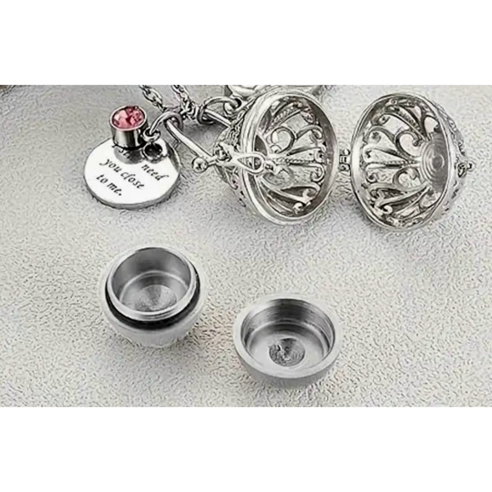 Pet cremation remains necklace silver